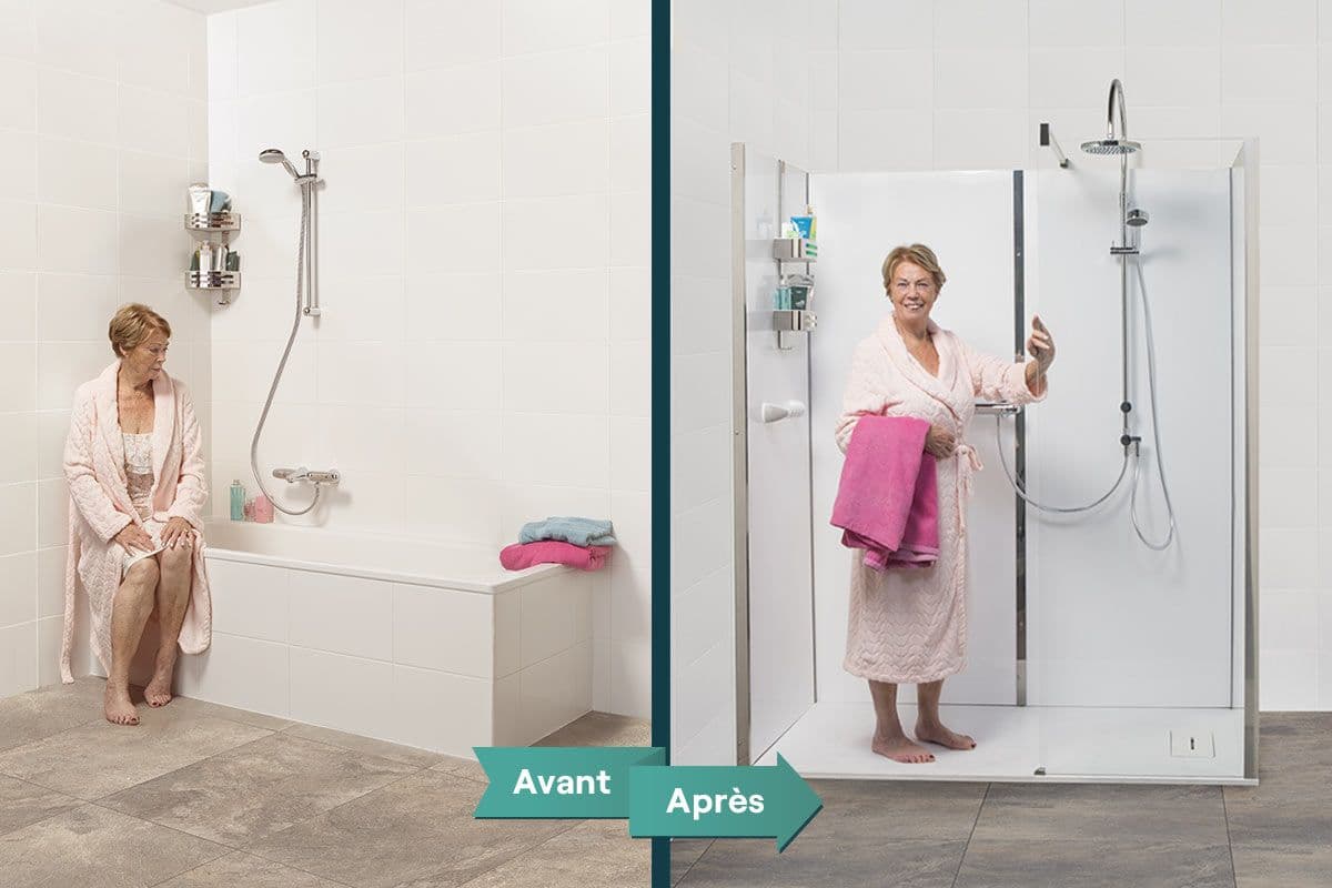 Douche à l'italienne - Avant et après
